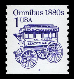 Omnibus - 1880s - Re-engraved United States Postage Stamp | Transportation