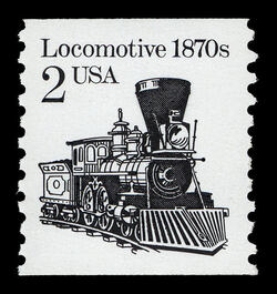 Locomotive - 1870s - Re-engraved United States Postage Stamp | Transportation