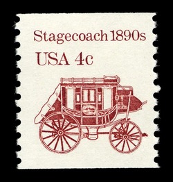 Stagecoach - 1890s - Re-engraved United States Postage Stamp | Transportation