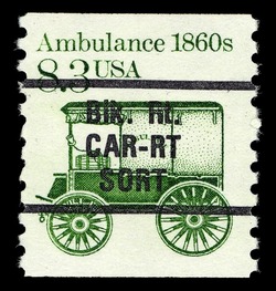 Ambulance - 1860s - Precancel - Re-engraved United States Postage Stamp
