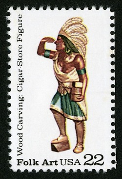 Cigar Store Figure United States Postage Stamp | Wood Carving