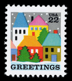 Village Scene - Christmas United States Postage Stamp