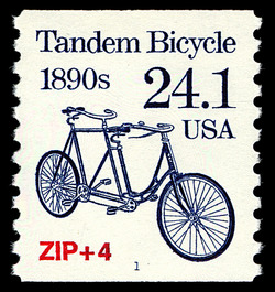 Tandem Bicycle - 1890s United States Postage Stamp | Transportation