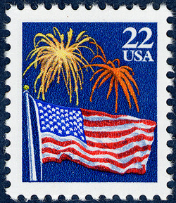 Flag and Fireworks United States Postage Stamp
