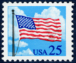 Flag With Clouds Behind United States Postage Stamp