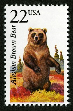 Alaskan Brown Bear United States Postage Stamp | North American Wildlife
