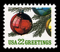 Christmas Tree Ornaments United States Postage Stamp