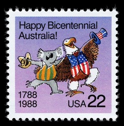 Happy Bicentennial Australia United States Postage Stamp