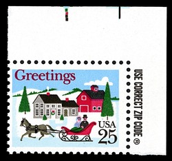 One Horse Open Sleigh United States Postage Stamp