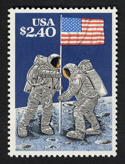 Astronaut Raising Flag on the Moon United States Postage Stamp