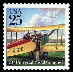 Biplane United States Postage Stamp | 20th Universal Postal Congress