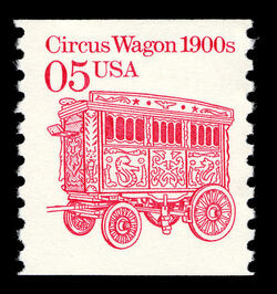 Circus Wagon - 1900s - Yellowish Background United States Postage Stamp | Transportation