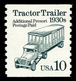 Tractor Trailer - 1930s - Off-white Background United States Postage Stamp | Transportation