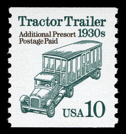 Tractor Trailer - 1930s - White Background United States Postage Stamp | Transportation