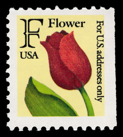 Flower - F Rate - Tulip - Bright Green Leaves - Booklet Single United States Postage Stamp