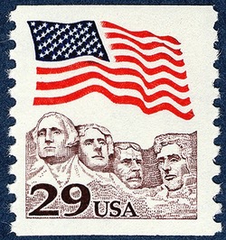Flag Over Mount Rushmore - Light Brown United States Postage Stamp
