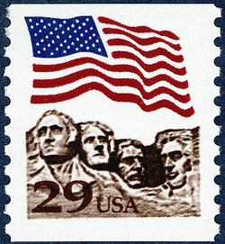 Flag Over Mount Rushmore - Dark Brown United States Postage Stamp