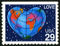 Heart Earth - Perf 12.5 X 13 United States Postage Stamp | Love