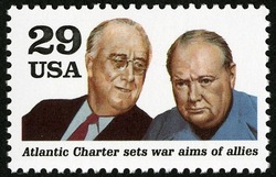 Atlantic Charter - Roosevelt and Churchill United States Postage Stamp | World War II
