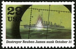 Destroyer Reuben James Sunk United States Postage Stamp | World War II