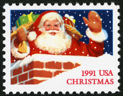 Santa Claus in Chimney United States Postage Stamp | Santa Claus