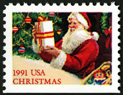 Santa With Present United States Postage Stamp | Santa Claus