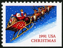 Santa and Sleigh United States Postage Stamp | Santa Claus