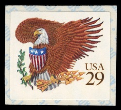 Eagle and Shield - Brown Lettering United States Postage Stamp