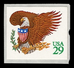 Eagle and Shield - Green Lettering United States Postage Stamp