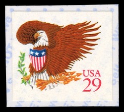 Eagle and Shield - Red Lettering United States Postage Stamp
