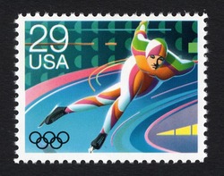 Speed Skating United States Postage Stamp | Winter Olympics 92