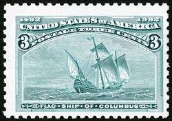 Flag Ship of Columbus United States Postage Stamp | The Voyages of Christopher Columbus