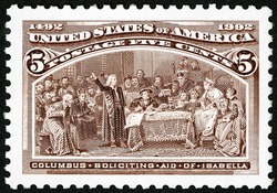 Columbus Soliciting Aid of Isabella United States Postage Stamp | The Voyages of Christopher Columbus