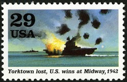 Yorktown Lost - US Wins at Midway United States Postage Stamp | World War II