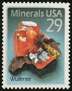 Wulfenite United States Postage Stamp | Minerals