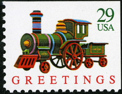 Fire Pumper Toy - Booklet Single United States Postage Stamp | Christmas Toys