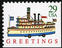 Boat Toy - Booklet Single United States Postage Stamp | Christmas Toys