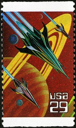 Spaceships - Saturn United States Postage Stamp | Space Fantasy