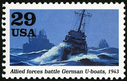 Allied Forces Battle German U-boats United States Postage Stamp | World War II