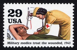 Military Medics Treat the Wounded United States Postage Stamp | World War II