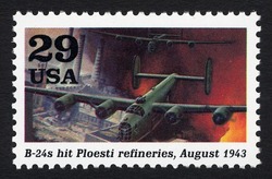 B-24s Hit Ploesti Refineries United States Postage Stamp | World War II