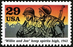Willie and Joe Keep Spirits High United States Postage Stamp | World War II
