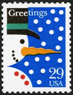 Snowman United States Postage Stamp | Christmas 1993 - Greetings