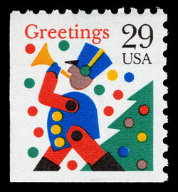 Toy Soldier Blowing Horn - Booklet Single United States Postage Stamp | Christmas 1993 - Greetings