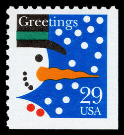 Snowman - Booklet Single United States Postage Stamp | Christmas 1993 - Greetings