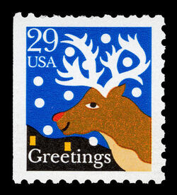Red-nosed Reindeer - Booklet Single United States Postage Stamp | Christmas 1993 - Greetings