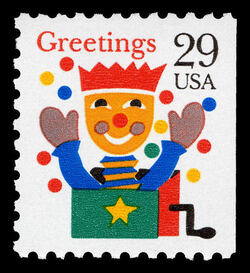 Jack in the Box - Booklet Single United States Postage Stamp | Christmas 1993 - Greetings