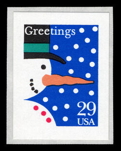 Snowman - Self-adhesive United States Postage Stamp | Christmas 1993 - Greetings