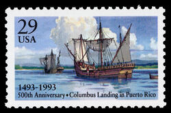 Columbus Landing in Puerto Rico United States Postage Stamp