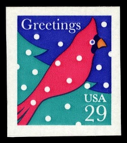 Cardinal in Snow United States Postage Stamp | Christmas 1994 - Greetings